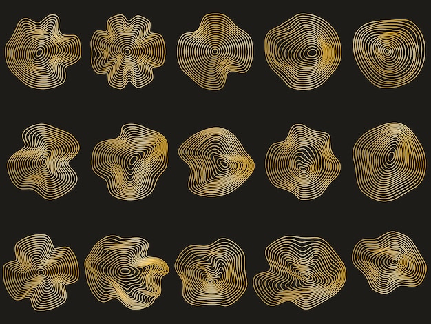 Conjunto de formas abstractas de oro figuras geométricas sin forma de líneas gradiente elementos dinámicos para