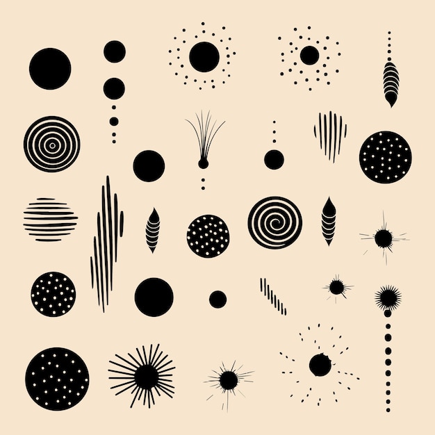 Conjunto de formas abstractas punteadas silueta negra vector de arte de clip