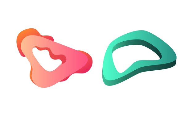 Conjunto de formas abstractas turquesa y rosa formas dinámicas brillantes ilustración vectorial