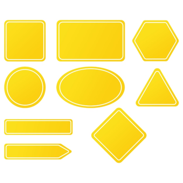 Conjunto de formas amarillas Formas geométricas vibrantes Contorno de colores suaves Colección en blanco vectorial