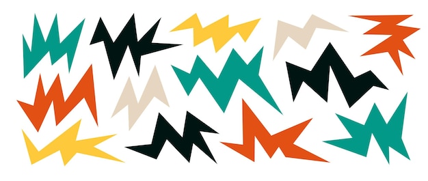 Conjunto de formas asimétricas nítidas coloridas Colección de elementos vanguardistas geométricos abstractos Angular irregular