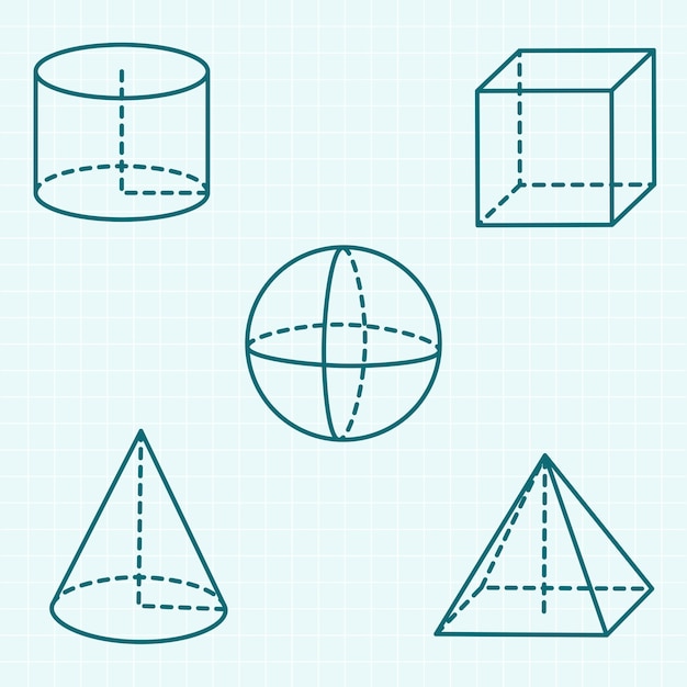 Conjunto de formas básicas geométricas volumétricas de línea elementos matemáticos aislados