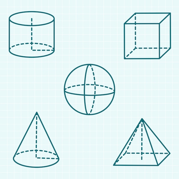 Vector conjunto de formas básicas geométricas volumétricas de línea elementos matemáticos aislados