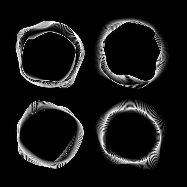 Conjunto de formas de círculo abstractas dinámicas para la ilustración vectorial de Tech o Music Visuals