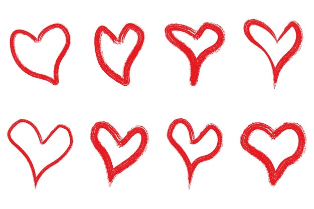 Conjunto de formas de corazón dibujadas a mano vectorial colección de elementos de diseño para su próximo proyecto
