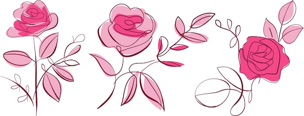 Conjunto de formas dibujadas a mano elementos de diseño de garabatos rosa ilustración vectorial moderna contemporánea