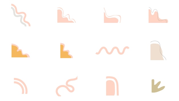 Conjunto de formas de esquinas de garabato vectorial simple dibujado a mano Elementos para decoración y diseño