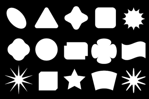 Conjunto de formas de estrella mínimas de iconos mínimos en colores elementos de diseño inspirados en bauhaus básicos