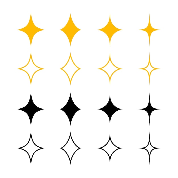 Conjunto de formas de estrellas brillantes