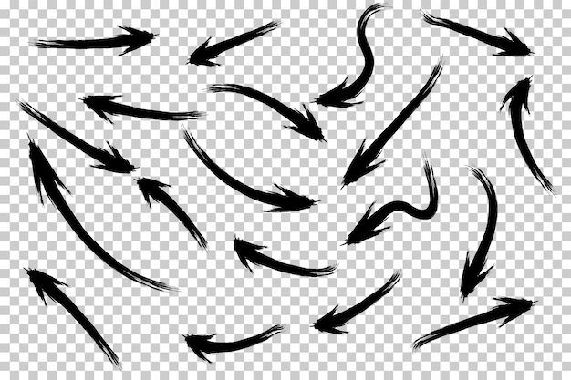 Conjunto de formas de flecha curvas abstractas en fondo transparente Elementos de diseño vectorial de alta calidad para gráficos direccionales Proyectos artísticos y decorativos