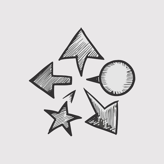 Conjunto de formas de flechas dibujadas a mano Ilustración vectorial