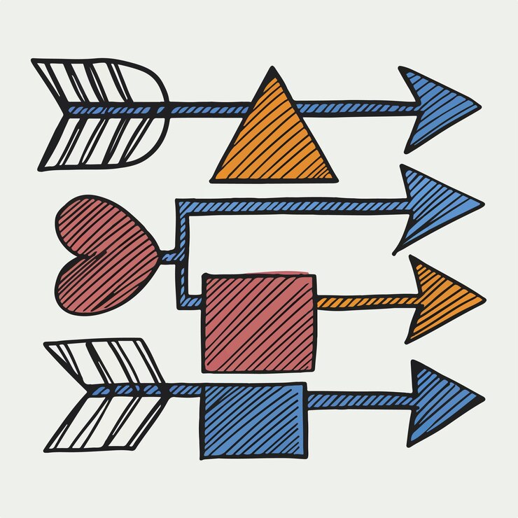 Vector conjunto de formas de flechas dibujadas a mano ilustración vectorial