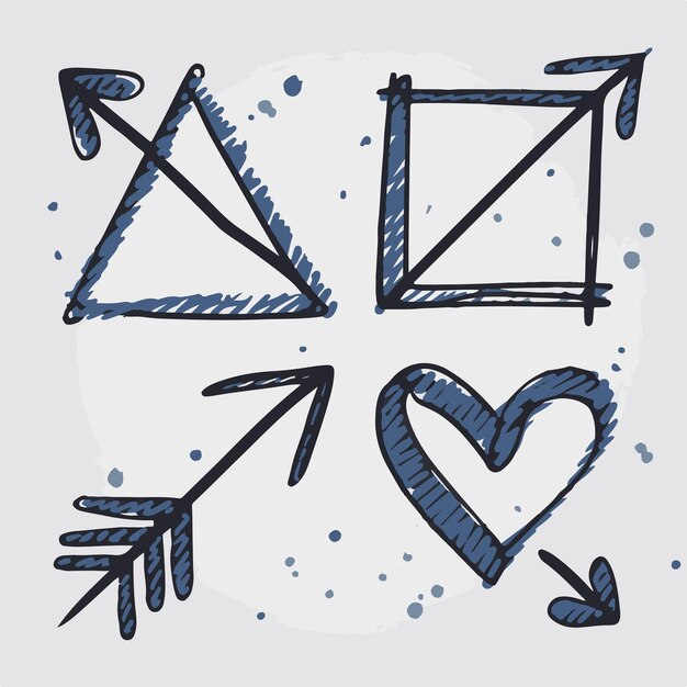 Conjunto de formas de flechas dibujadas a mano Ilustración vectorial