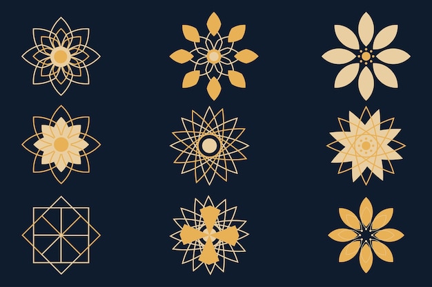 Vector conjunto de formas de flores