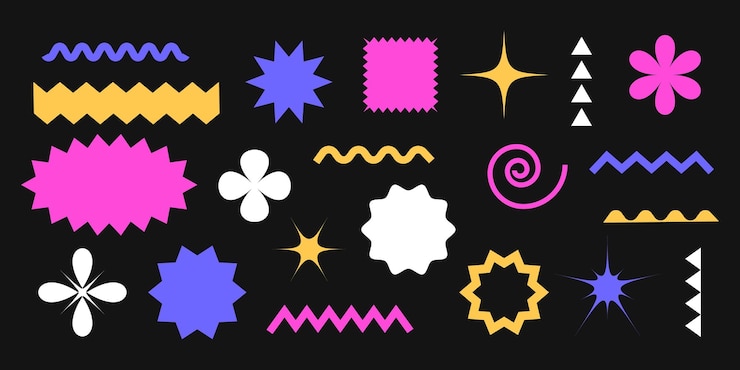Vector conjunto de formas y formas geométricas figuras brutales ilustración vectorial