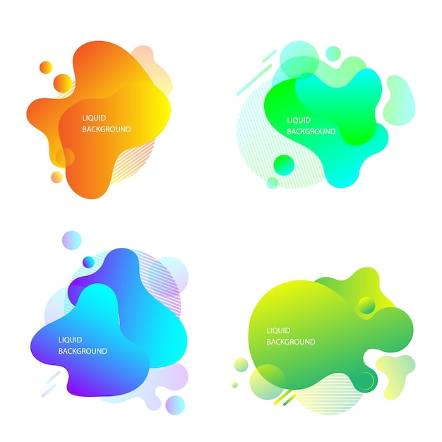 Conjunto de formas geométricas abstractas de color líquido Elementos de gradiente fluido para un logotipo de banner mínimo