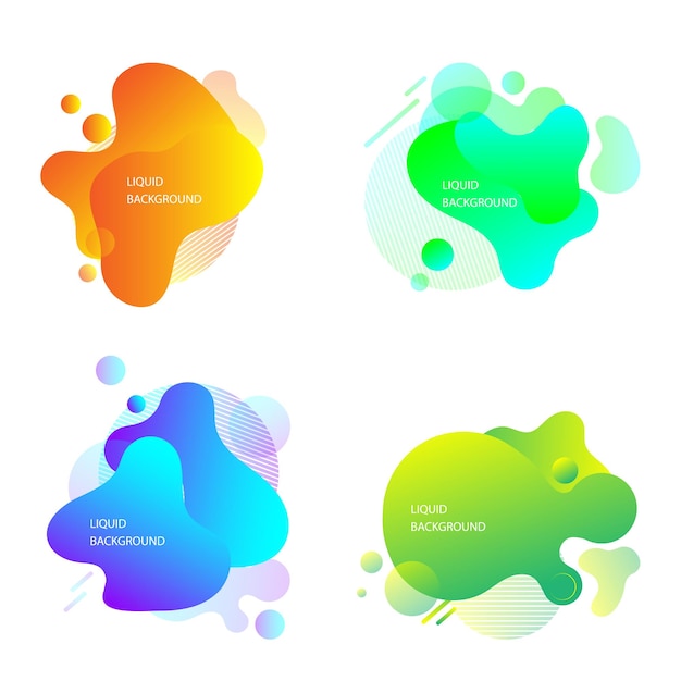 Conjunto de formas geométricas abstractas de color líquido elementos de gradiente fluido para un logotipo de banner mínimo