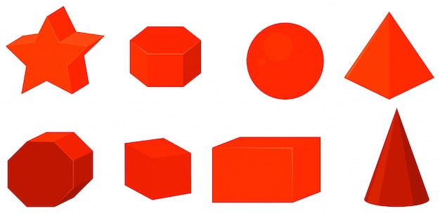 Vector conjunto de formas geométricas en color rojo.