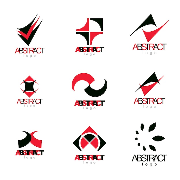 Conjunto de formas geométricas coloridas abstractas vectoriales. Logotipos o símbolos abstractos de identidad empresarial.