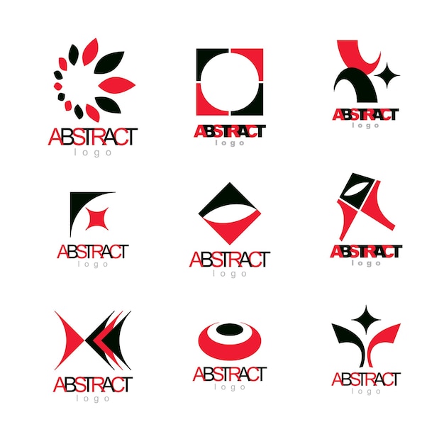 Conjunto de formas geométricas coloridas abstractas vectoriales. Logotipos o símbolos abstractos de identidad empresarial.