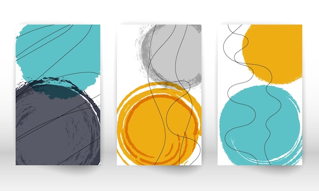 Conjunto de formas geométricas Elementos de diseño de efecto de acuarela de imitación dibujada a mano abstracta Impresión de arte moderno Diseño contemporáneo con formas de garabato