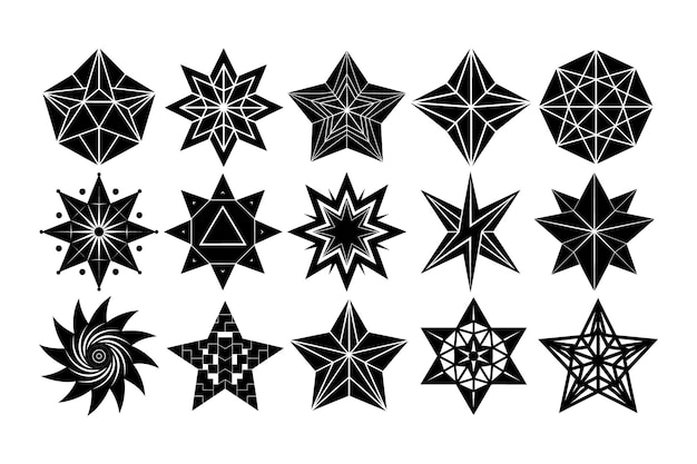 Conjunto de formas geométricas de estrellas Conjunto elegante de vectores de estrellas