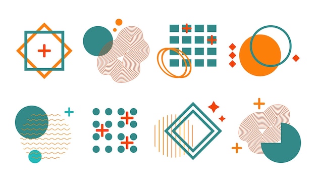 Conjunto de formas geométricas Memphis elementos de diseño para la web publicidad vintage banner comercial