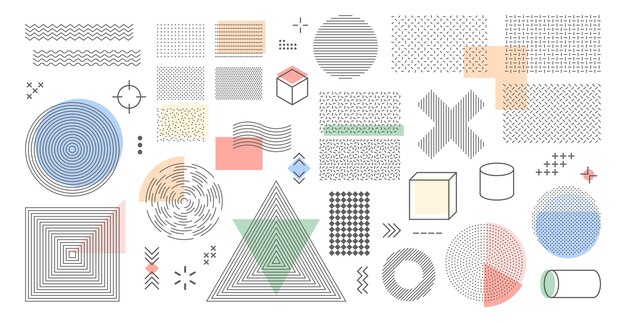 Conjunto de formas geométricas Retro elementos vintage para la web y la colección de formas geometricas vectoriales de moda