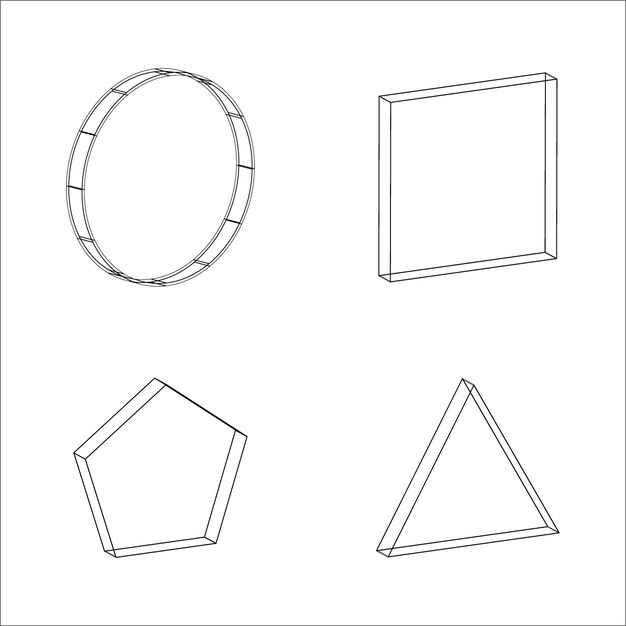 Conjunto de formas geométricas sólidos platónicos ilustración vectorial