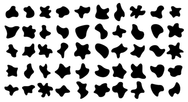 Conjunto de formas de gotas negras orgánicas abstractas