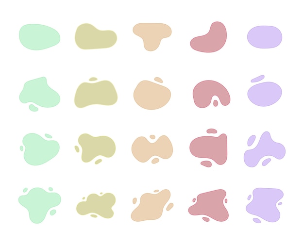 Conjunto de formas de gotas orgánicas de color pastel