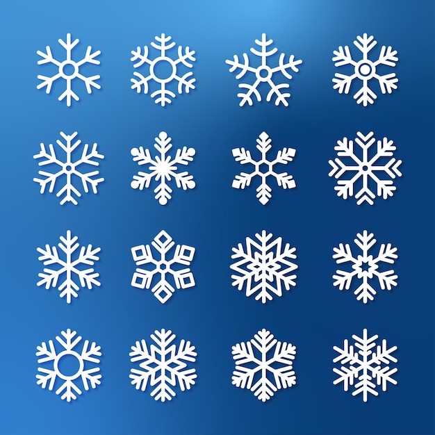 Conjunto de formas de ilustración de copos de nieve Diseño vectorial de íconos