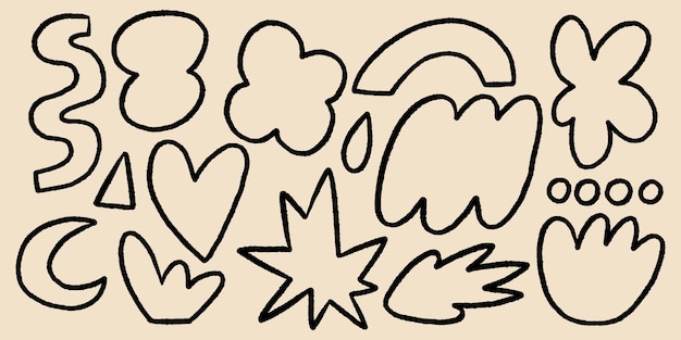 Conjunto de formas de lápices de colores Doodle Negro para niños