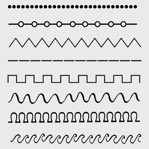 Conjunto de formas de línea bordes de línea subraya trazos y dibujos divisores.