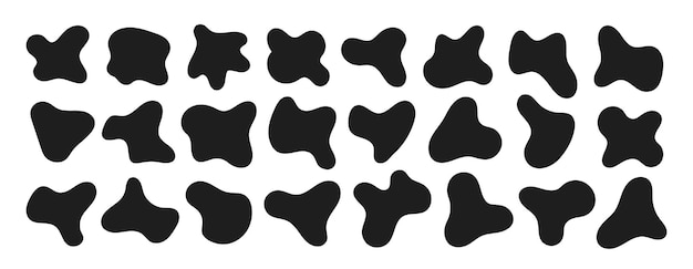 Conjunto de formas líquidas abstractas. Manchas orgánicas, elementos líquidos. Mancha ovalada irregular.