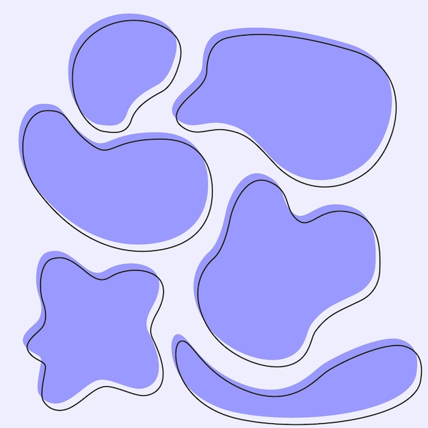 Conjunto de formas de manchas abstractas azules