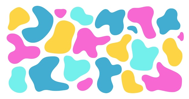 Conjunto de formas de manchas orgánicas abstractas de elementos de forma libre de color líquido colección aleatoria asimétrica