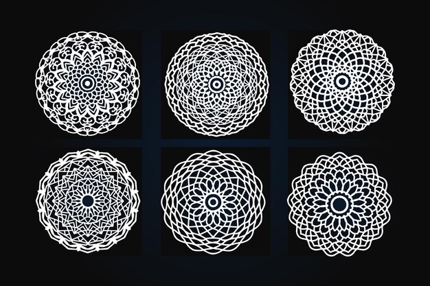 Conjunto de formas de mandala Colección de vectores de conjuntos coloridos