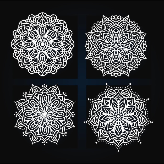 Conjunto de formas de mandala Colección de vectores de conjuntos coloridos