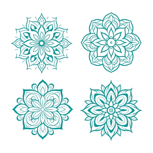 Conjunto de formas de mandala Colección de vectores de conjuntos coloridos