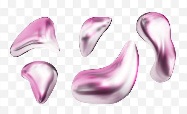 Conjunto de formas metálicas 3D Formas geométricas holográficas Ilustración vectorial 3D