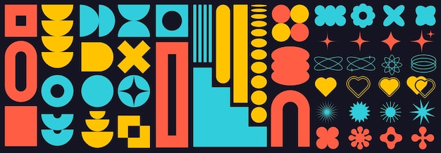 Conjunto de formas modernas brutalistas Plantilla de formulario Bauhaus Formas geométricas de moda para el diseño