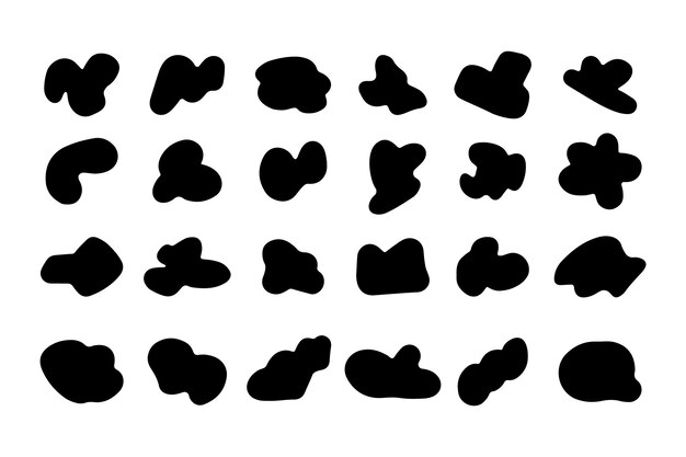 Conjunto de formas negras aleatorias Formas de blob Colección monocromática de elementos de splodge abstractos orgánicos