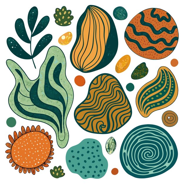 conjunto de formas orgánicas de textura dibujadas a mano