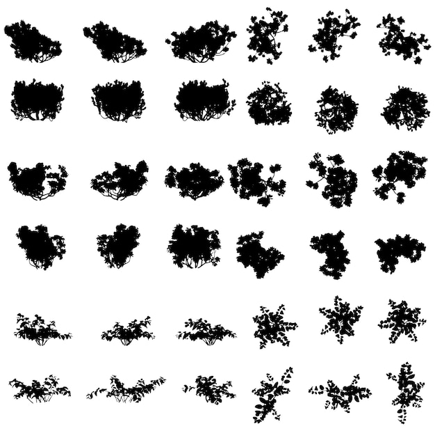 Conjunto de formas de silueta Flores y hojas Formas de silueta Vector EPS10