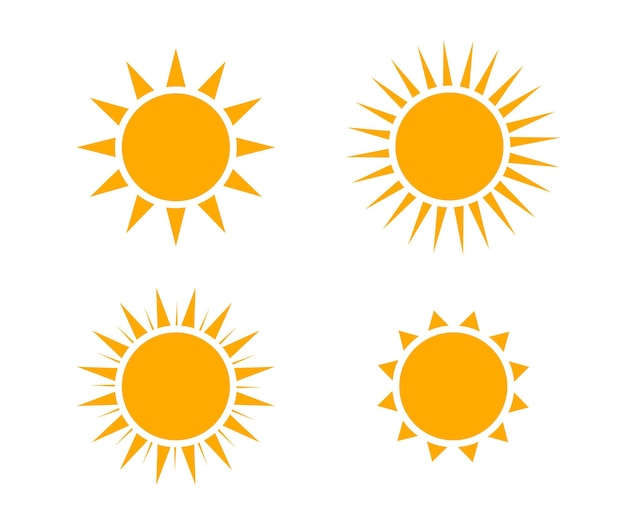 Conjunto de formas de sol íconos de sol conjunto colección de estrellas de sol diseño plano vectorial
