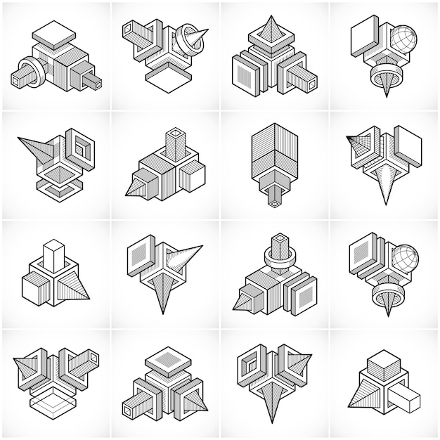 Conjunto de formas vectoriales abstractas isométricas.