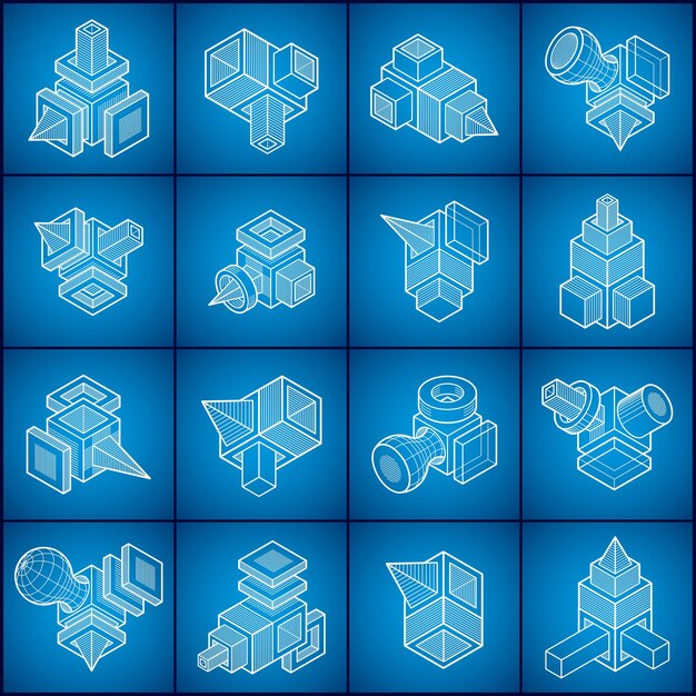 Conjunto de formas vectoriales abstractas isométricas.