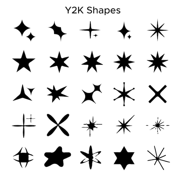 Conjunto de formas vectoriales libres en blanco y negro de Y2K