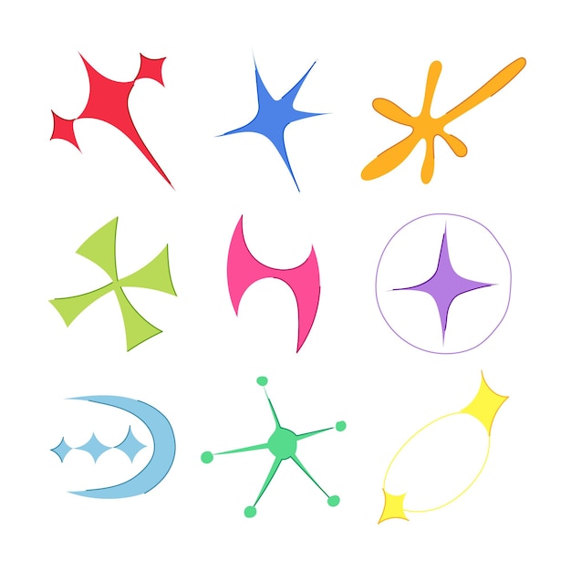 conjunto de formas y2k ilustración vectorial de dibujos animados